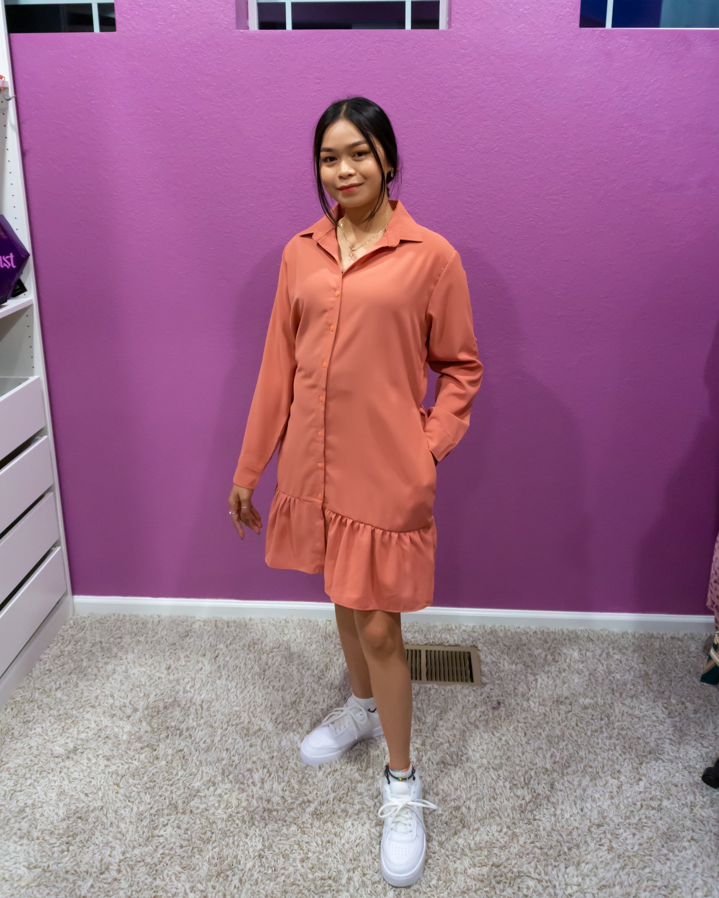 Long Sleeve Mini Shirt Dress